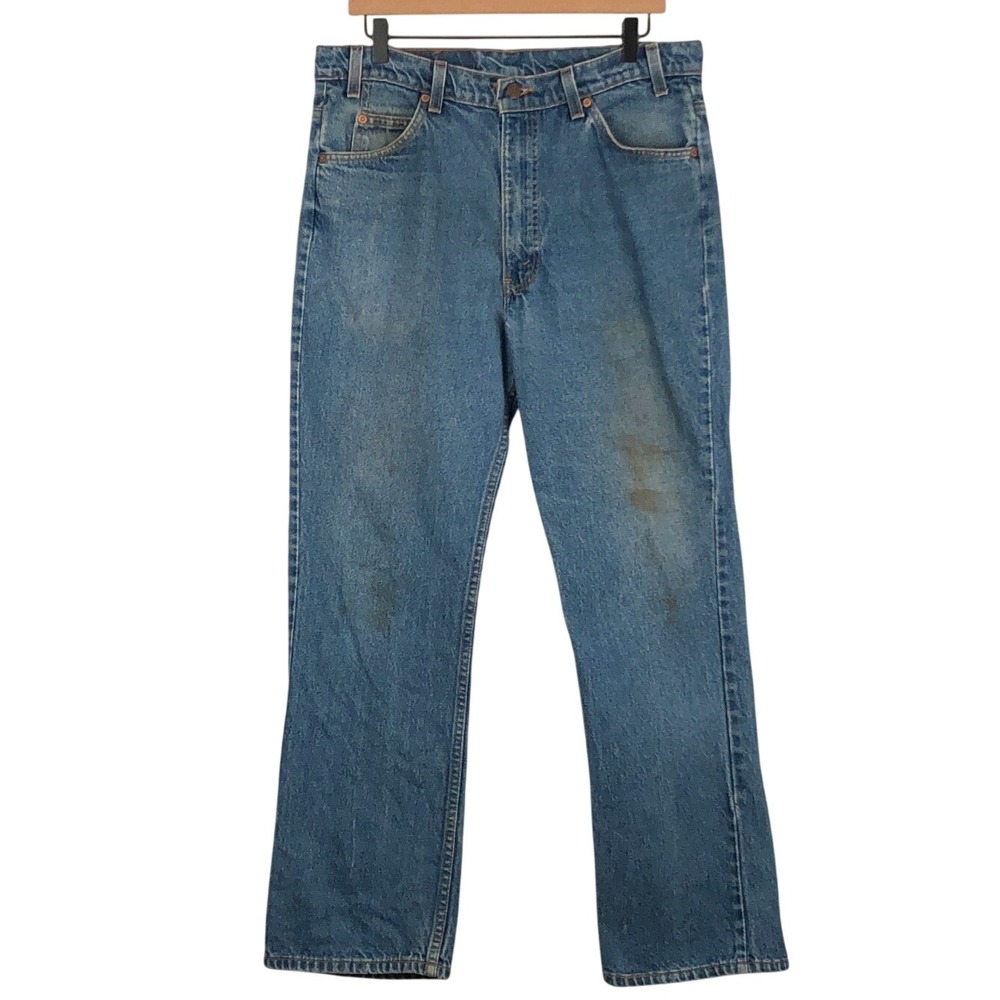 VTG Levis 517 Orange Tab Bootcut Distressed Jeans 36x30 USA Made Blue 40517-0215